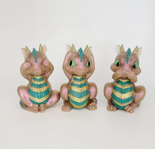 See, Hear, Speak No Evil Dragon Figurines