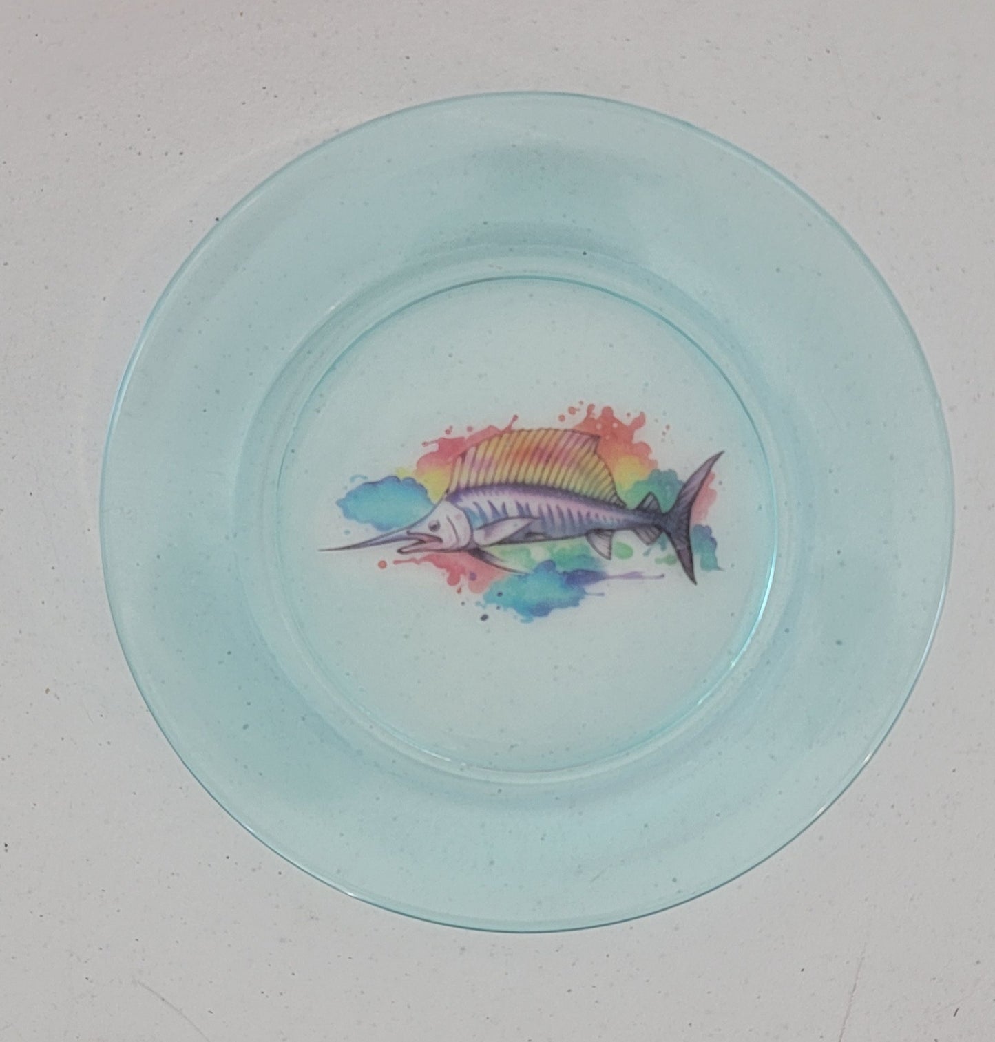 Round Dish w/Fish (Blue)