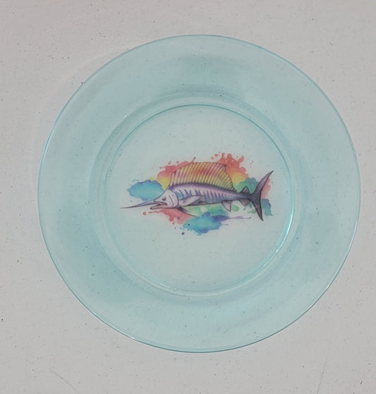 Round Dish w/Fish (Blue)
