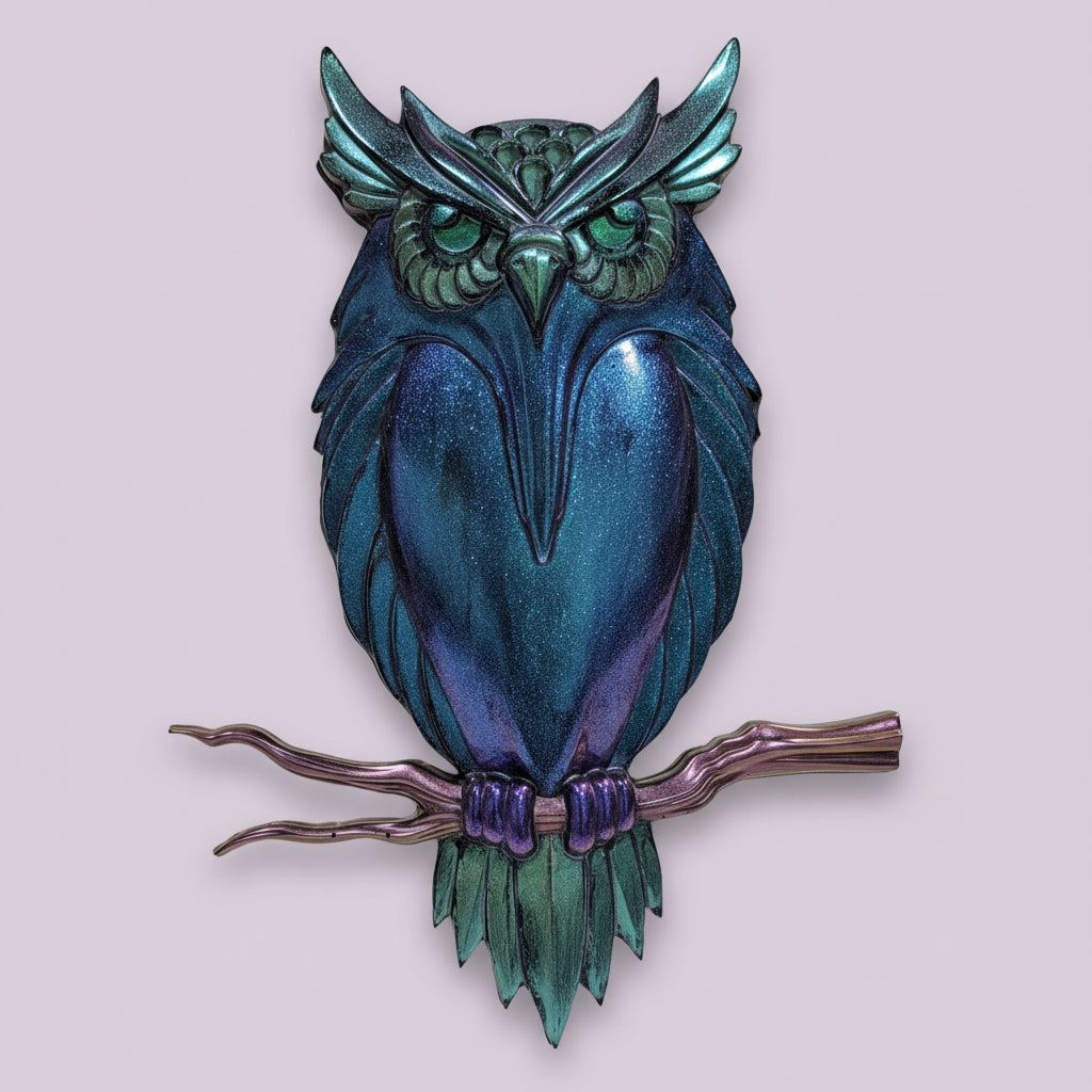 Charming Owl Wall Hanging in Black Resin