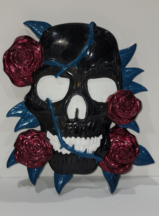 Skull with Roses Wall Hanging