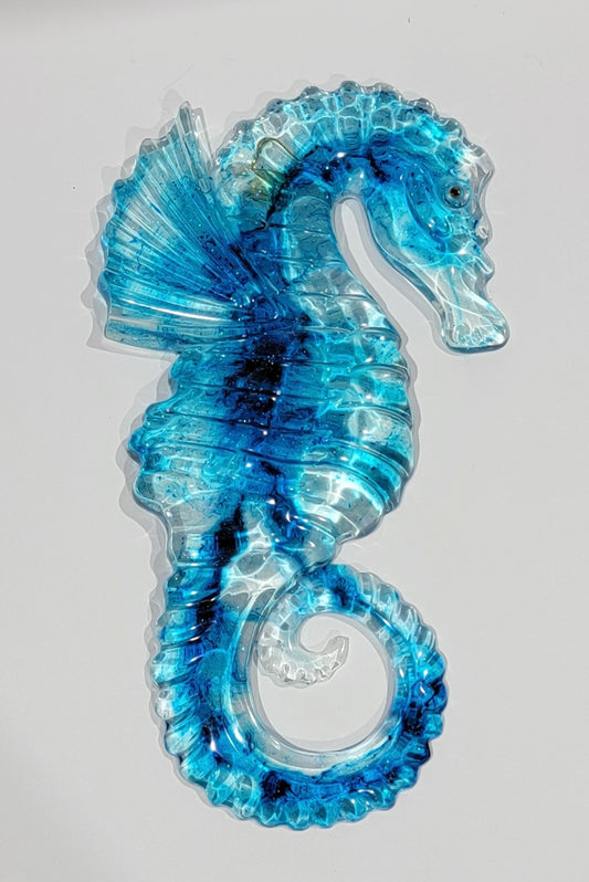 See Through Blue Sea Horse Wall Hanging