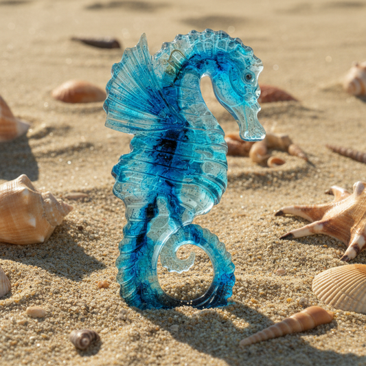 See Through Blue Sea Horse Wall Hanging