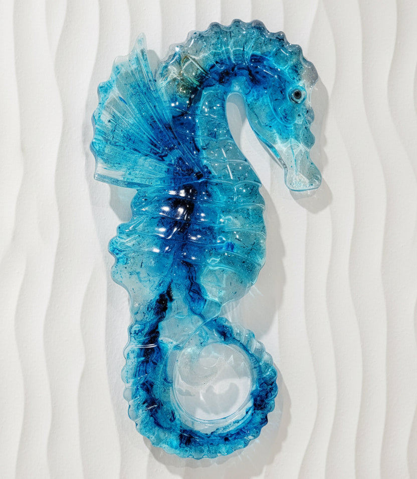 Coastal Blue Seahorse Wall Art