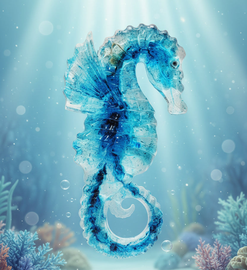 Coastal Blue Seahorse Wall Art