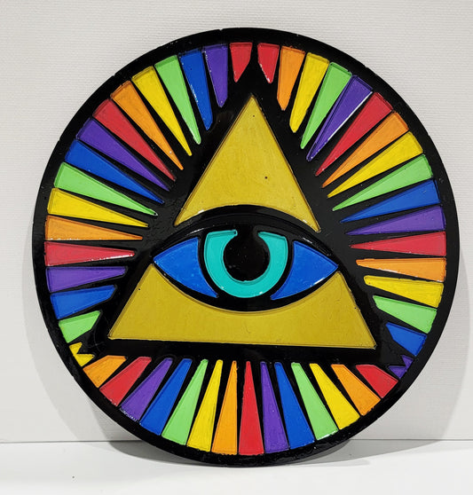 Circular plaque with Pyramid (Black Outline)
