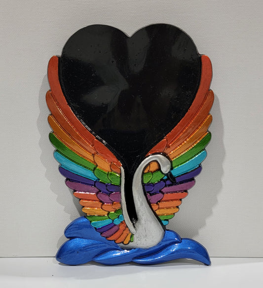 Rainbow Swan w/Heart Wall Hanging