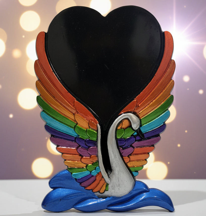 Rainbow Swan w/Heart Wall Hanging