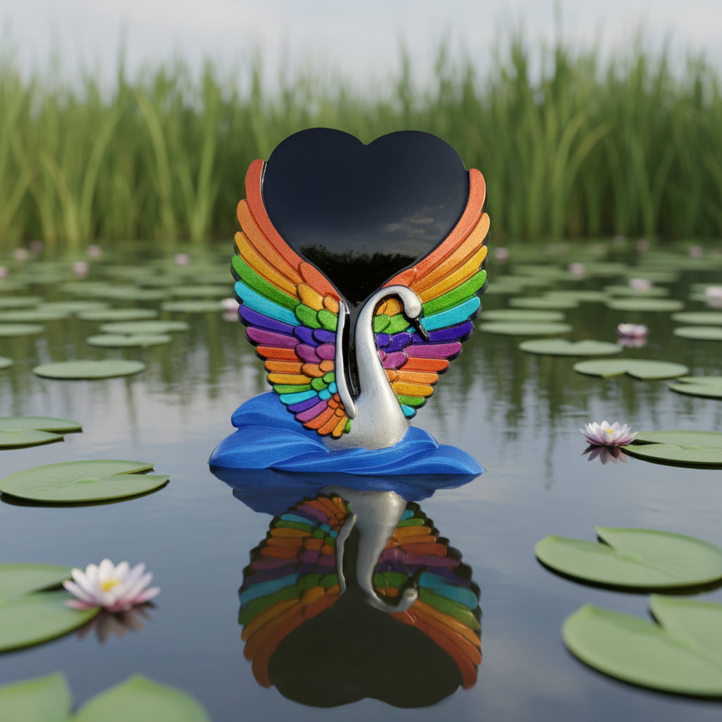 Rainbow Swan w/Heart Wall Hanging
