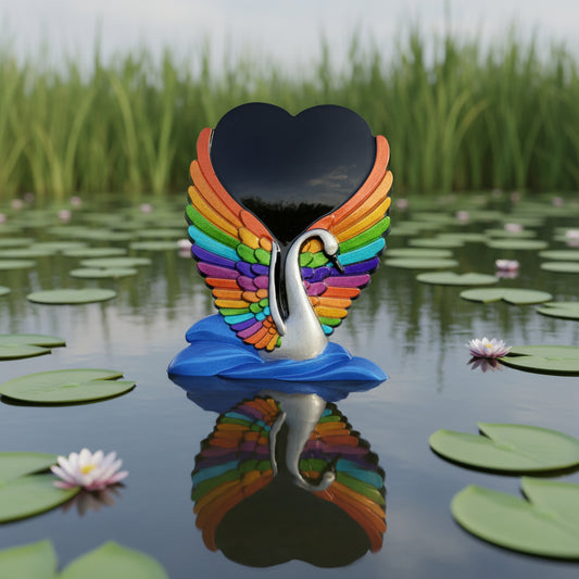Rainbow Swan w/Heart Wall Hanging