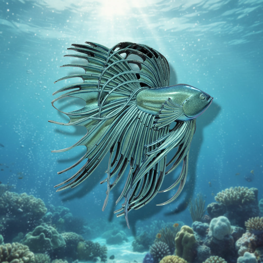 Blue & Green Beta Fish Wall Art