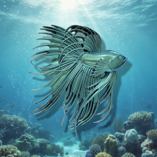 Blue & Green Beta Fish Wall Art