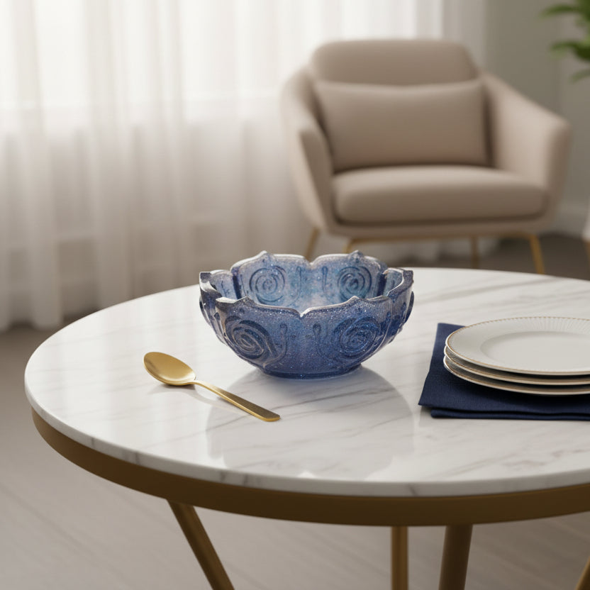 Shimmering Holographic Blue Decorative Bowl