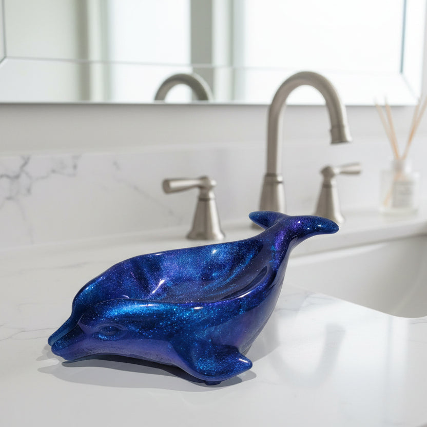 Handcrafted Blueish Purple Dolphin Soap Dish