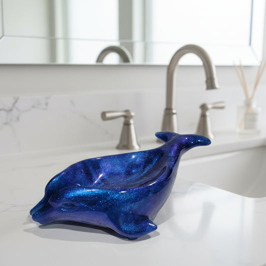 Handcrafted Blueish Purple Dolphin Soap Dish