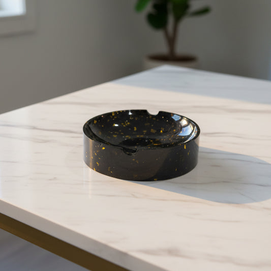 Sleek Black & Gold Decorative Ash Tray
