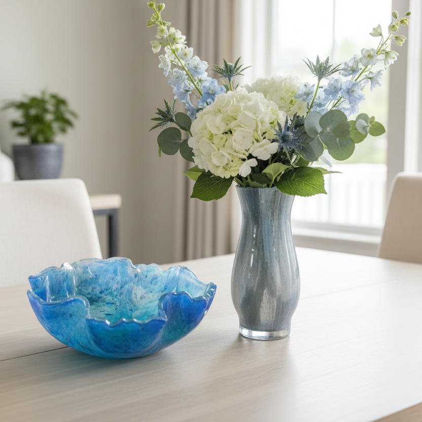 Sculpted Bowl & Vase Set – Elegant Decorative Pair