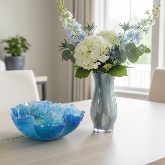 Sculpted Bowl & Vase Set – Elegant Decorative Pair