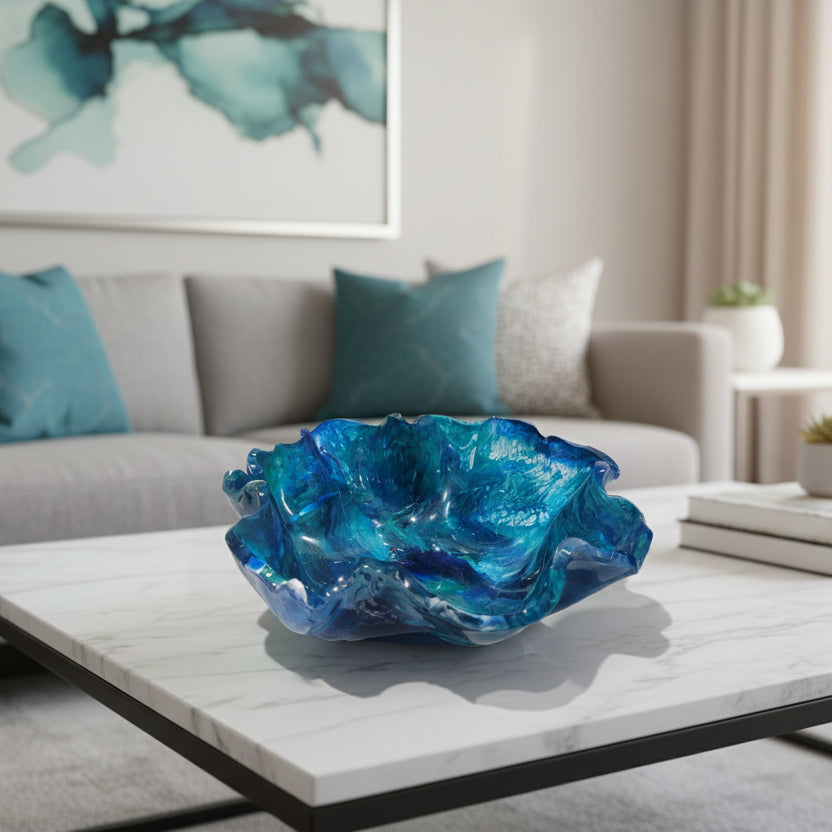 Handcrafted Blue Bowl and Vase Set – Elegant Decorative Accent