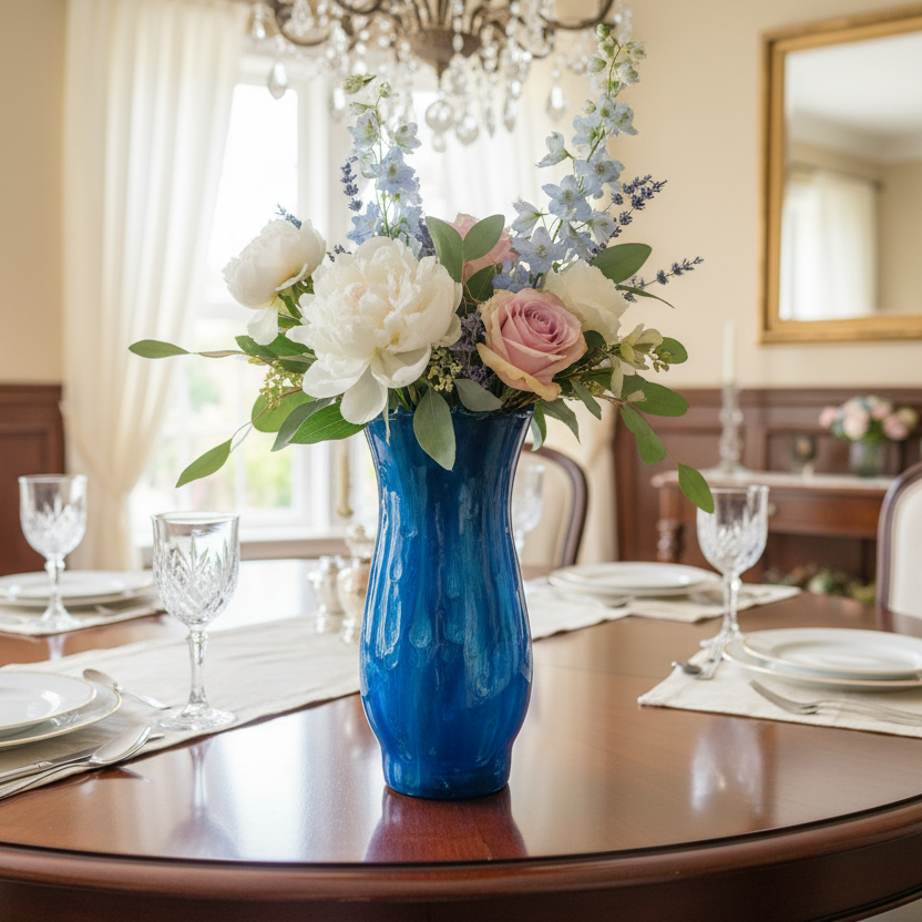 Handcrafted Blue Bowl and Vase Set – Elegant Decorative Accent