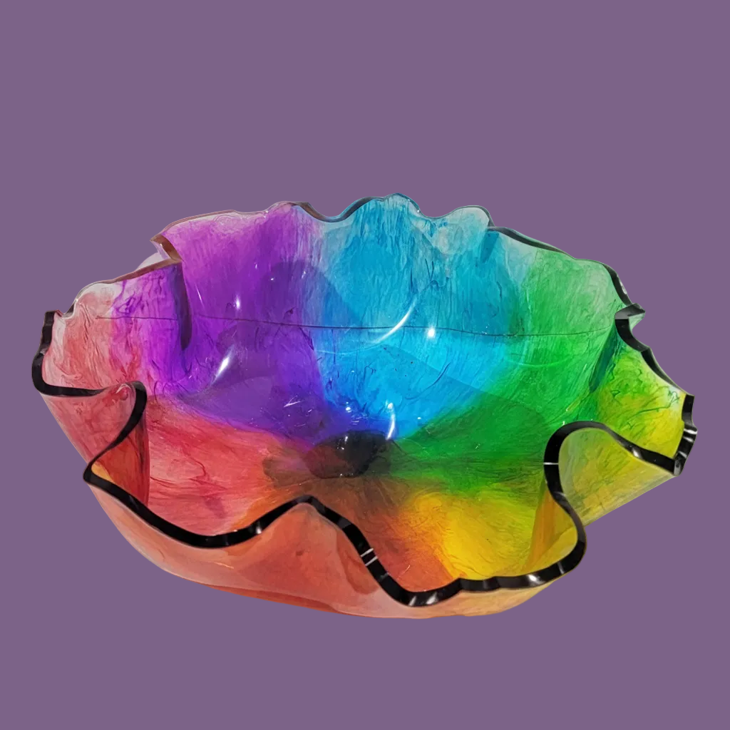 Rainbow Resin Decorative Bowl – Vibrant Home Accent