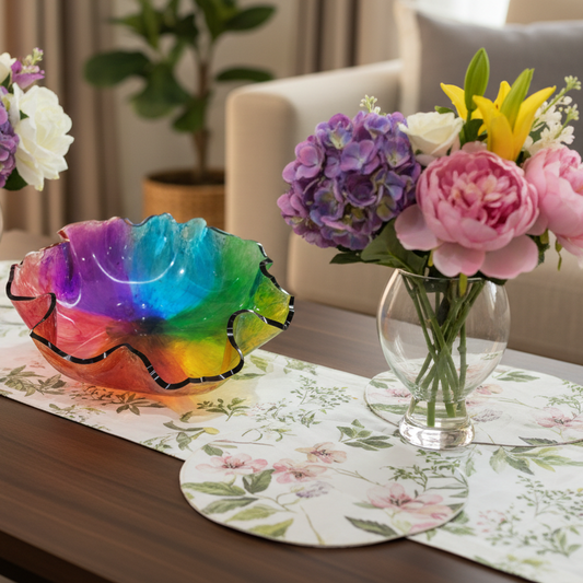 Rainbow Resin Decorative Bowl – Vibrant Home Accent