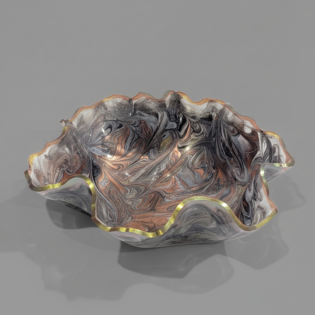 Metallic Resin Bowl in Bronze, Gray, Black & Gold – Contemporary Décor