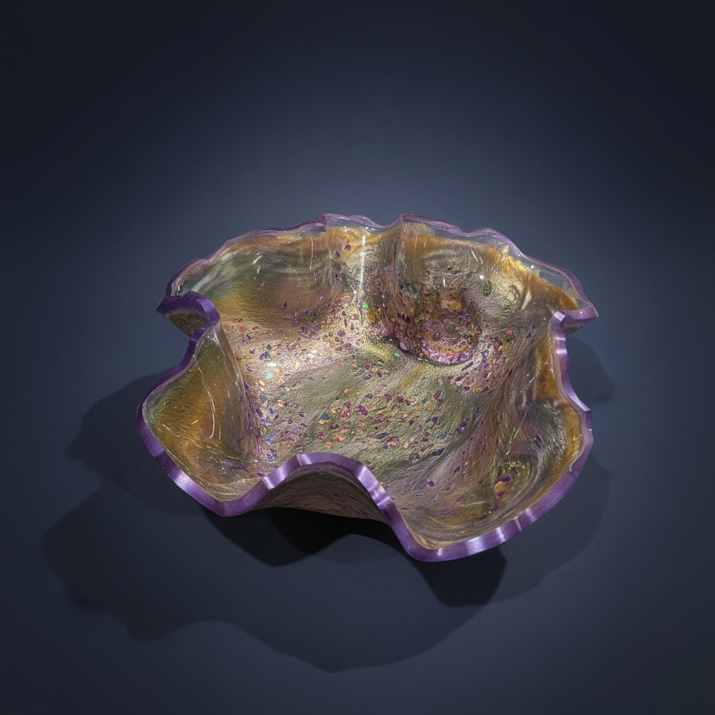 Chunky Glitter Resin Bowl in Brown & Purple – Contemporary Home Décor
