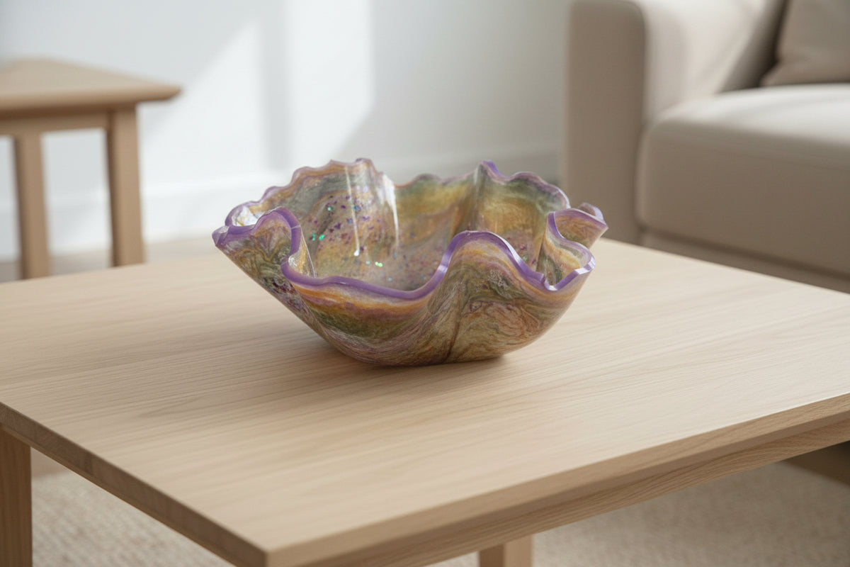 Chunky Glitter Resin Bowl in Brown & Purple – Contemporary Home Décor