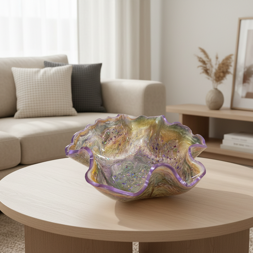 Chunky Glitter Resin Bowl in Brown & Purple – Contemporary Home Décor