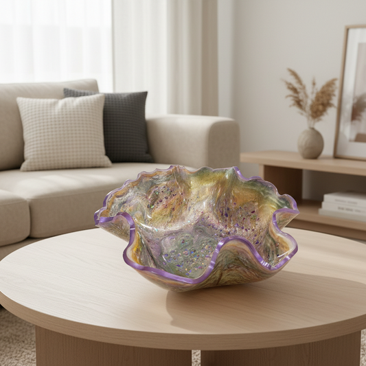 Chunky Glitter Resin Bowl in Brown & Purple – Contemporary Home Décor