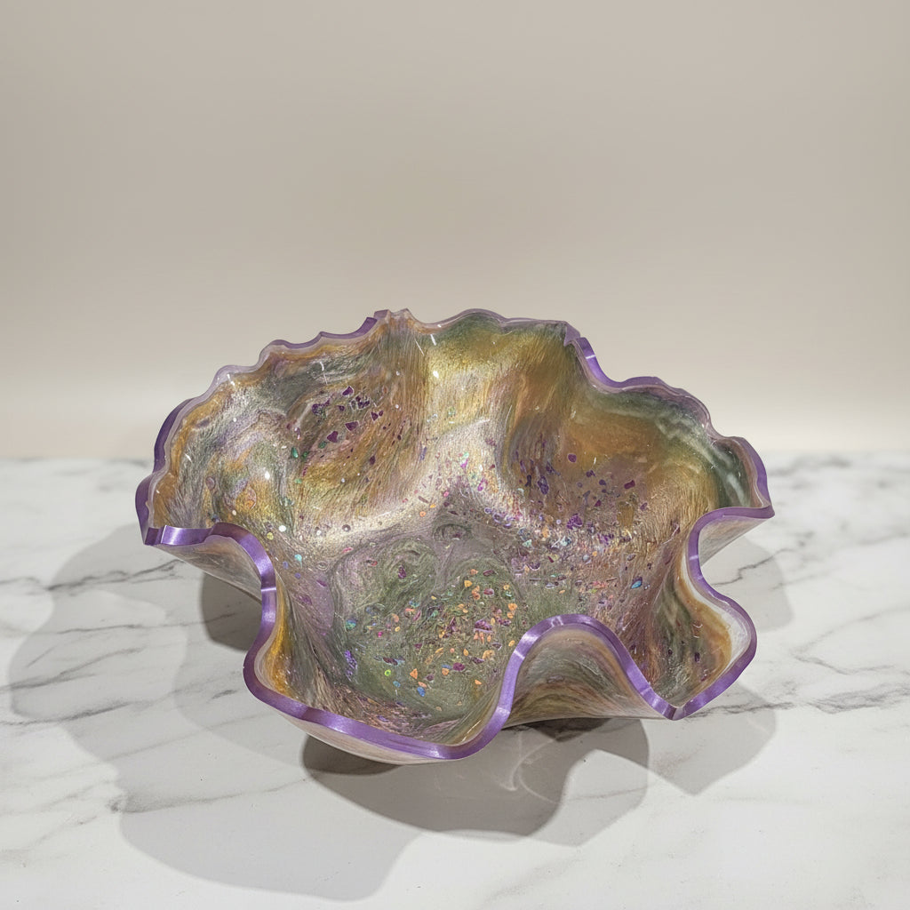 Chunky Glitter Resin Bowl in Brown & Purple – Contemporary Home Décor
