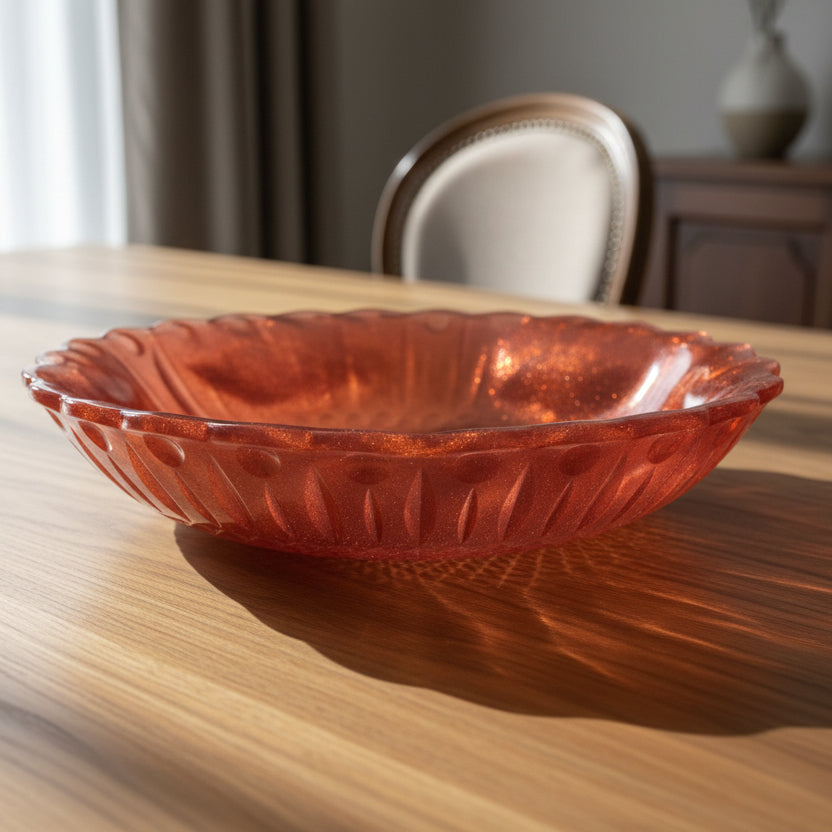 Translucent Orange Resin Bowl – Contemporary Décor Piece