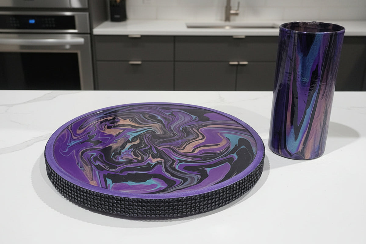 Handcrafted Lazy Susan & Vase Set