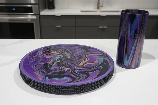 Handcrafted Lazy Susan & Vase Set – Artistic Multicolor Décor