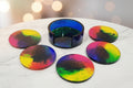 Rainbow Tie‑Dye Coasters – Round Resin Set of Five