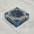Octagon Purple Bloom Resin Coaster Set with Holder