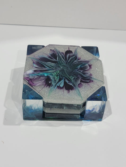 Octagon Purple Bloom Coasters