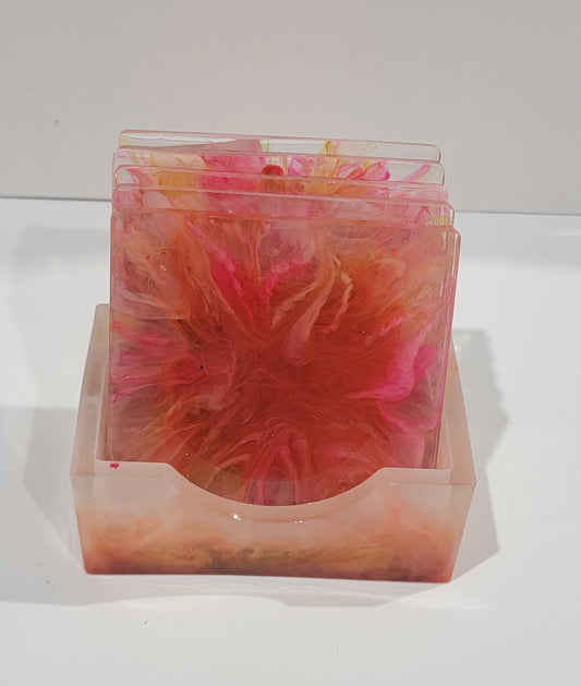 Square Pink Bloom Coasters