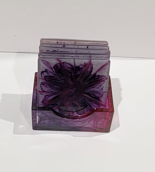 Square Purple Bloom Coasters