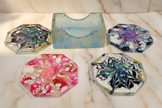 Octagon Multicolor Bloom Coaster Set