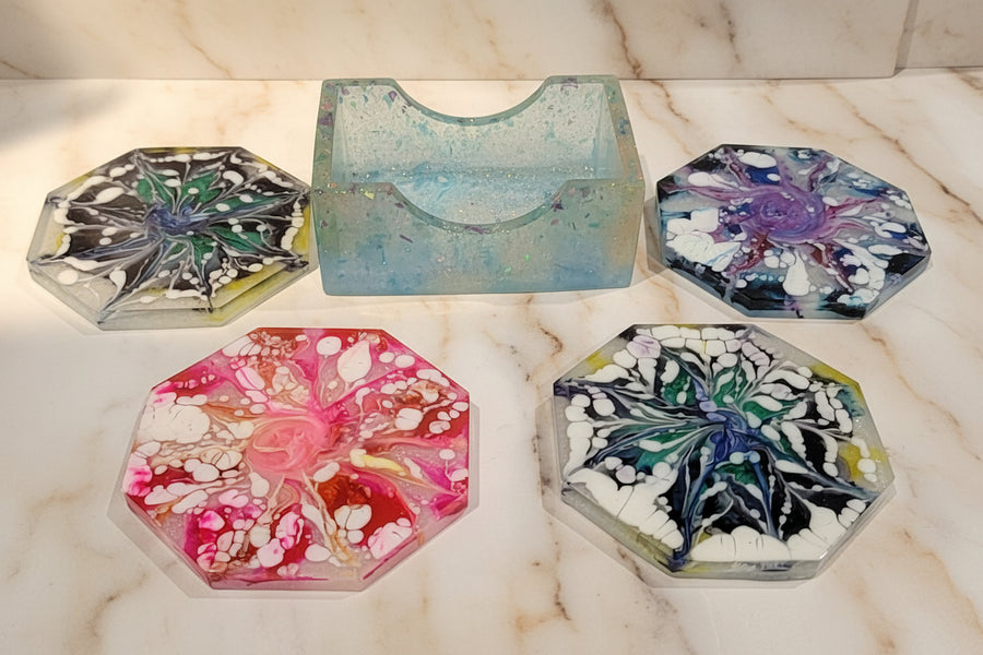 Octagon Multicolor Bloom Coaster Set