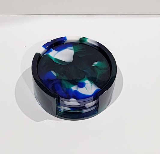 Circular Blue/White/Green Coasters
