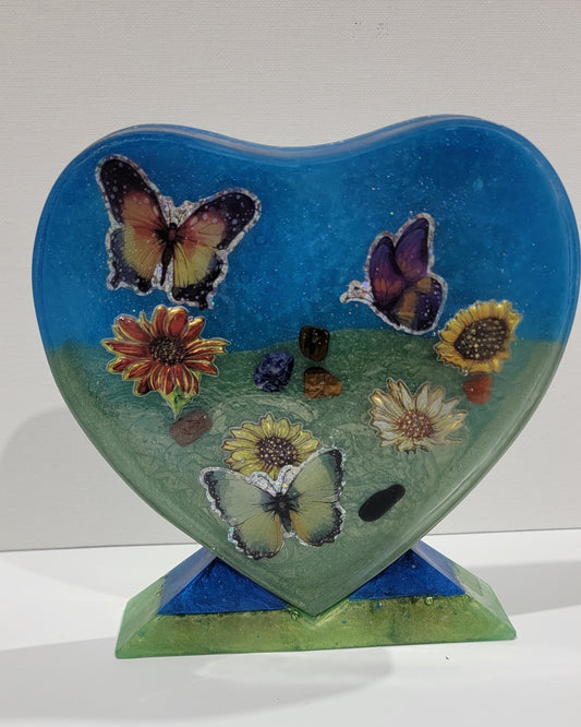 Double Sided Heart with stand Blue/Green