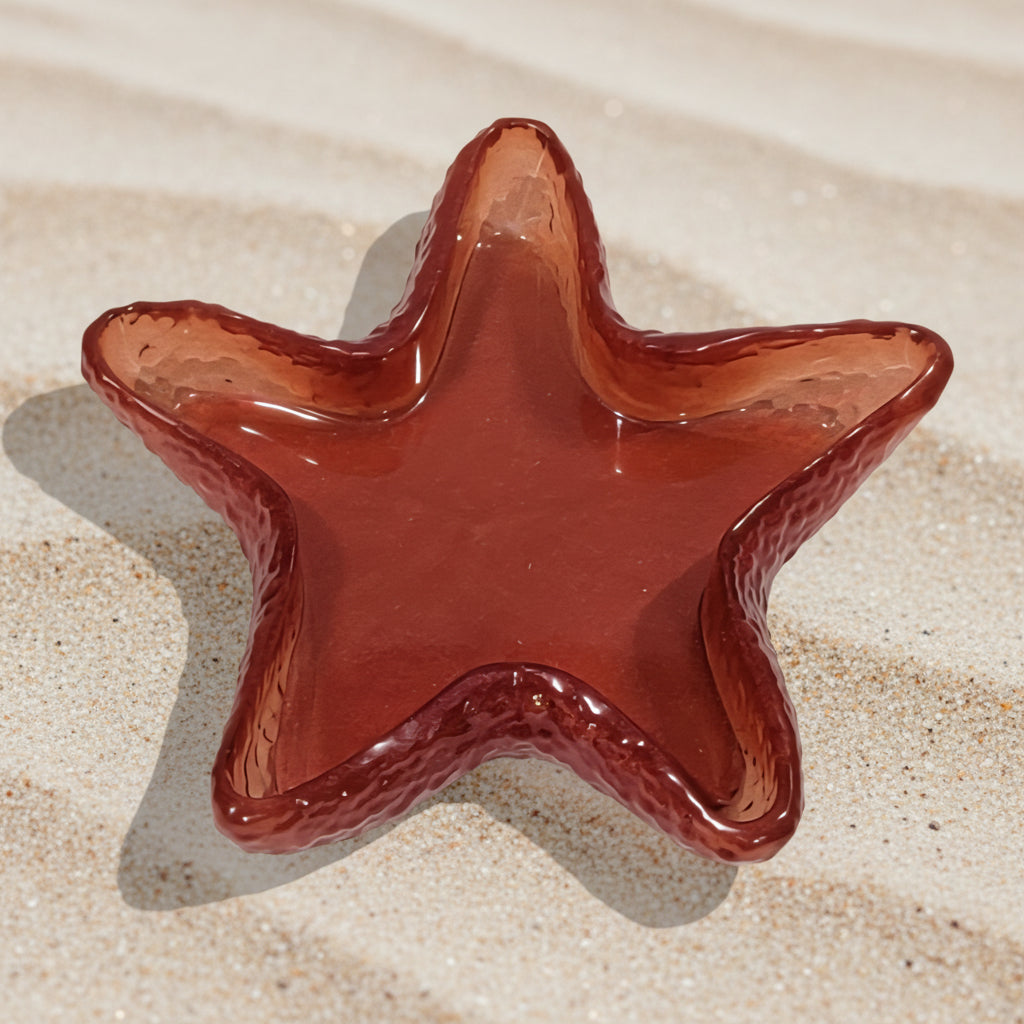Coastal Red Resin Starfish Dish for Decor & Organization