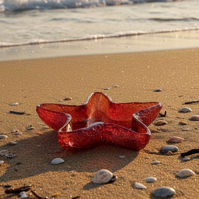 Coastal Red Resin Starfish Dish for Decor & Organization