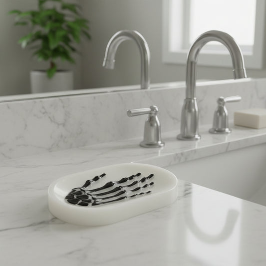White and Black Skeleton Soap Dish