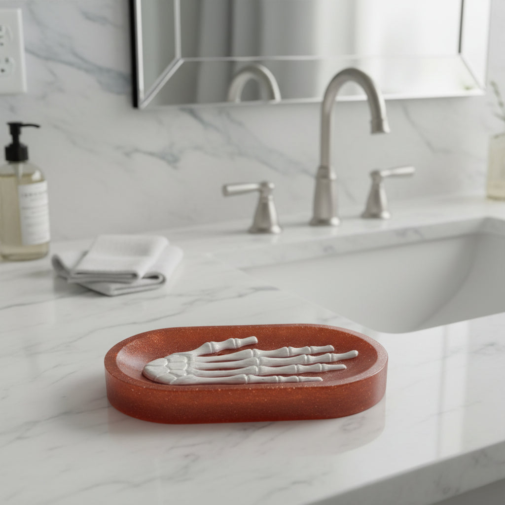 Orange and White Skeleton Soap Dish