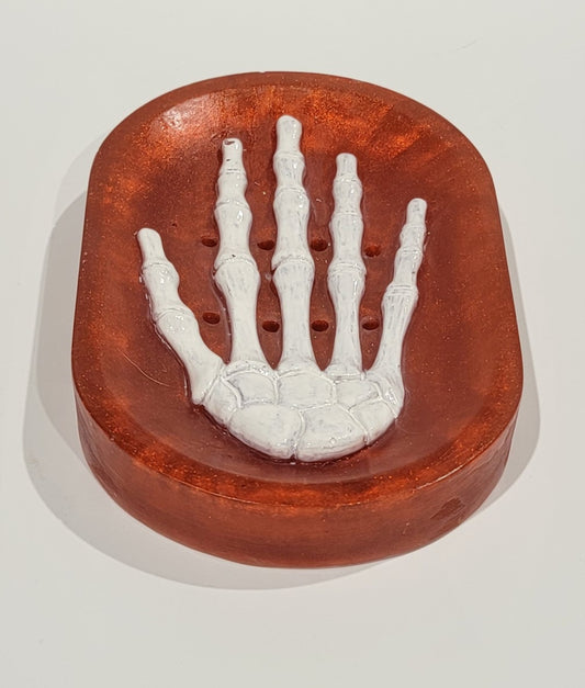Skeleton Soap Dish Orange/white