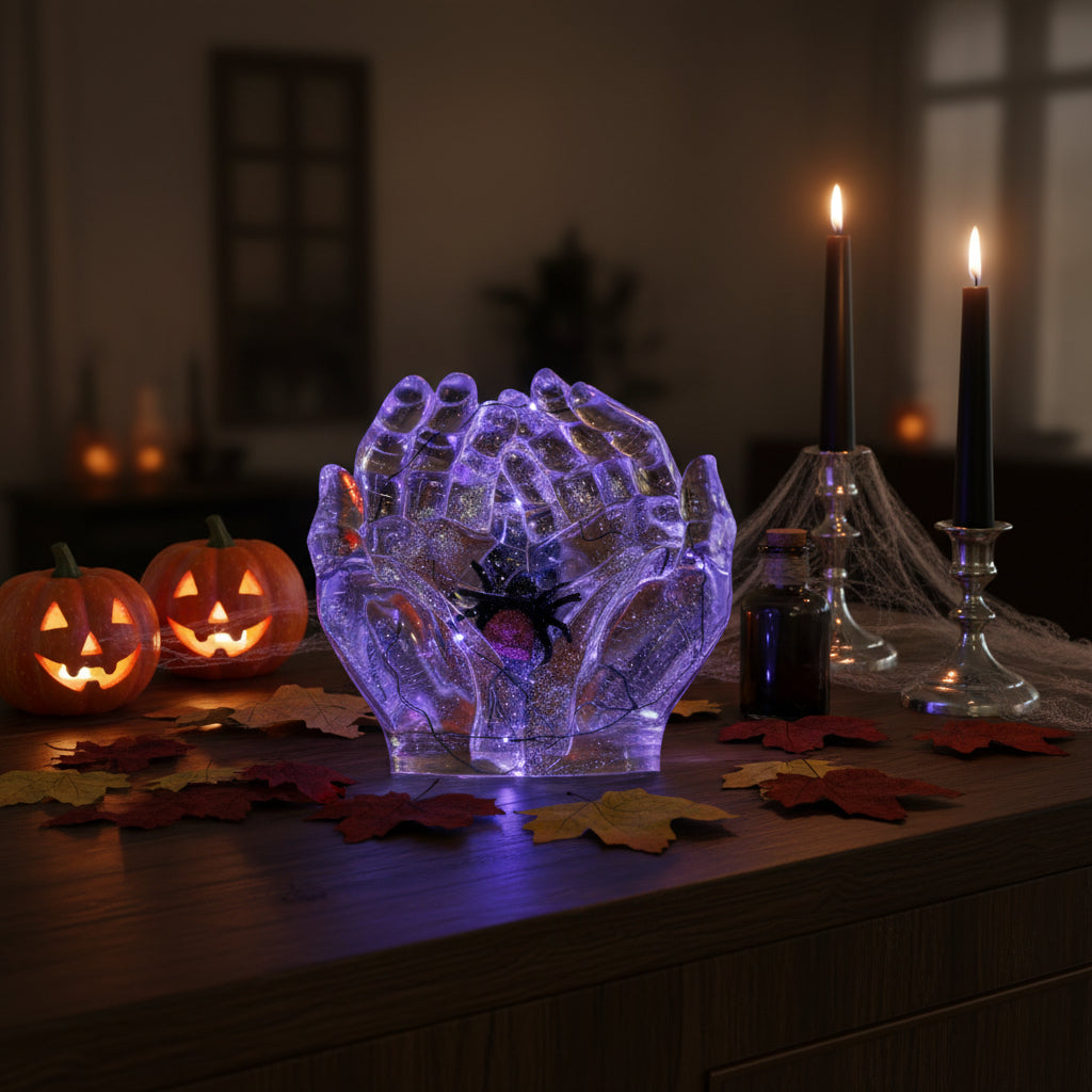 Light up Hands with Spider Decorative Dish